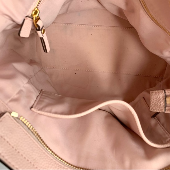 Tory Burch Everly Hobo Bag Shell Pink Pebbled Leather Purse Medium - Picture 9 of 14